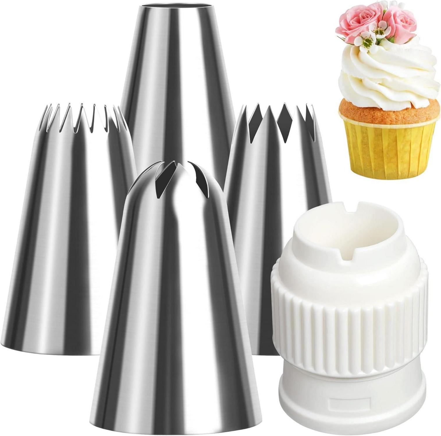 Edelstahl Spritztüllen XL 5er Set Adapter 18/8 Rostfrei