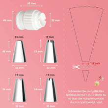 XL Spritztüllen Set mit Adapter und 5 Edelstahl Tüllen