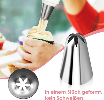 Edelstahl Spritztüllen XL 5er Set Adapter 18/8 Rostfrei