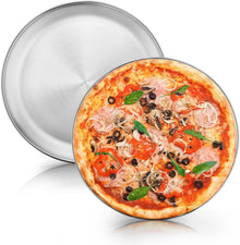 Pizzablech Edelstahl 30cm rund 2er Set Backblech Servieren & Backen