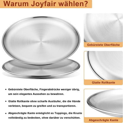 Pizzablech Edelstahl 30cm rund 2er Set Backblech Servieren & Backen