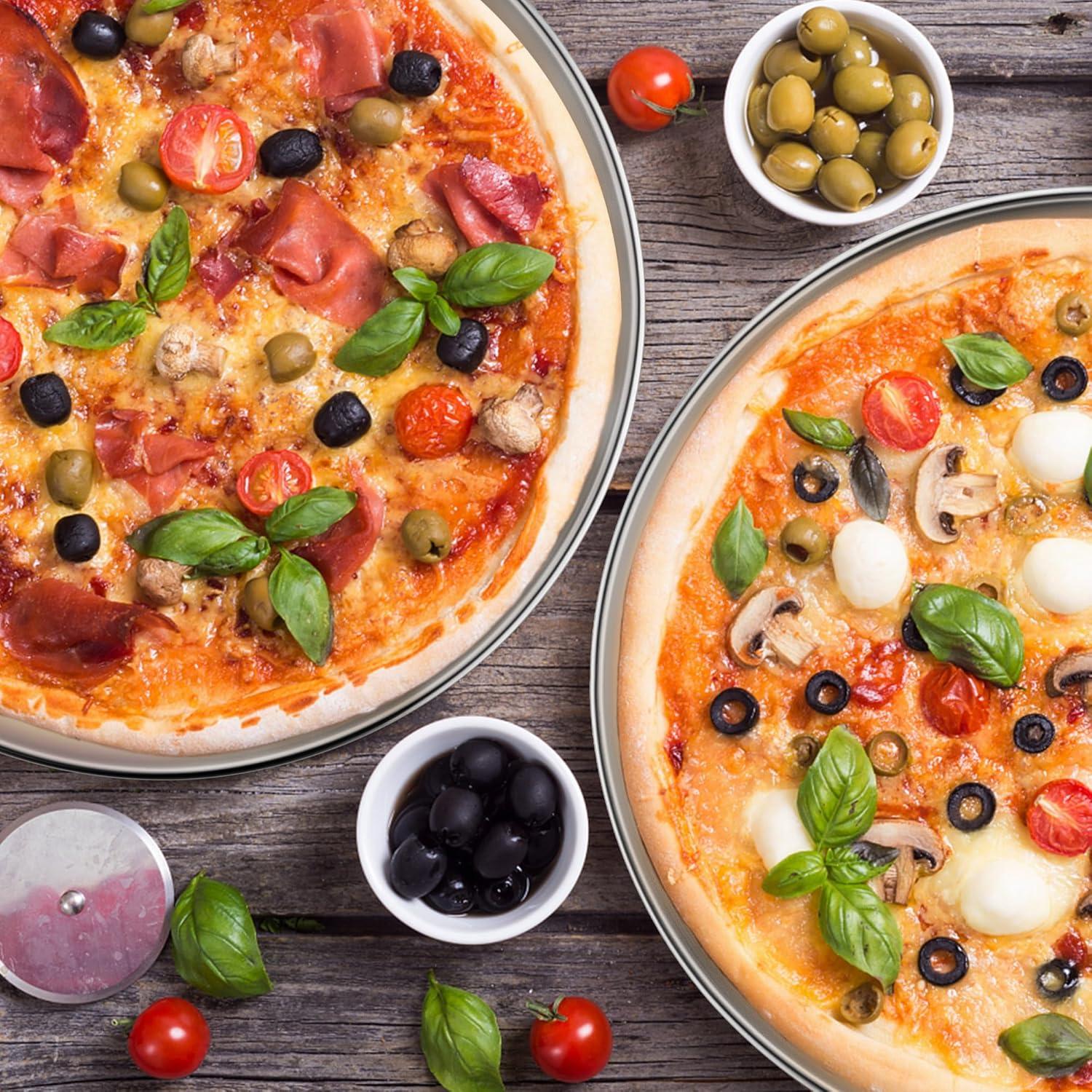 Edelstahl Pizzablech 30cm Rund 2er Set Backblech Servieren & Backen