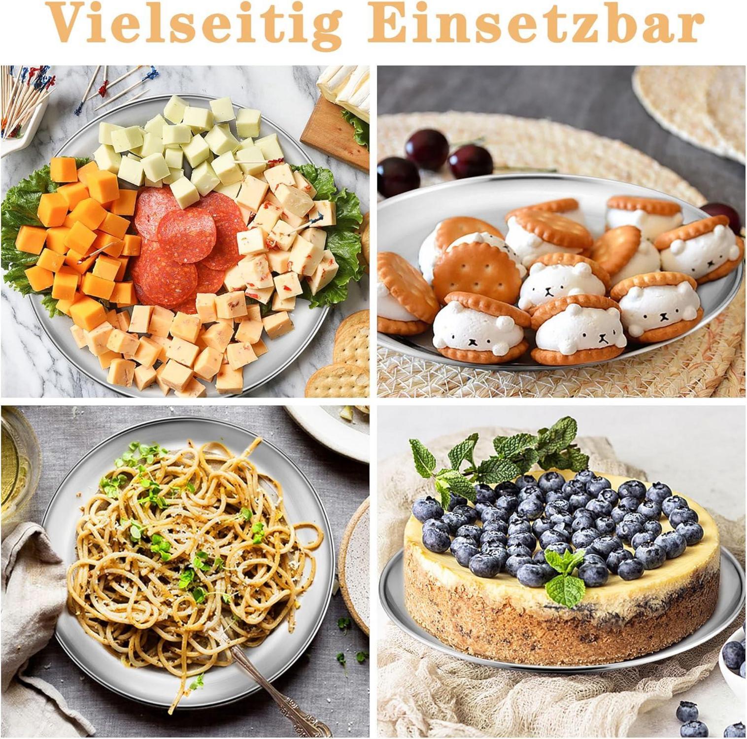 Edelstahl Pizzablech 30cm Rund 2er Set Backblech Servieren & Backen