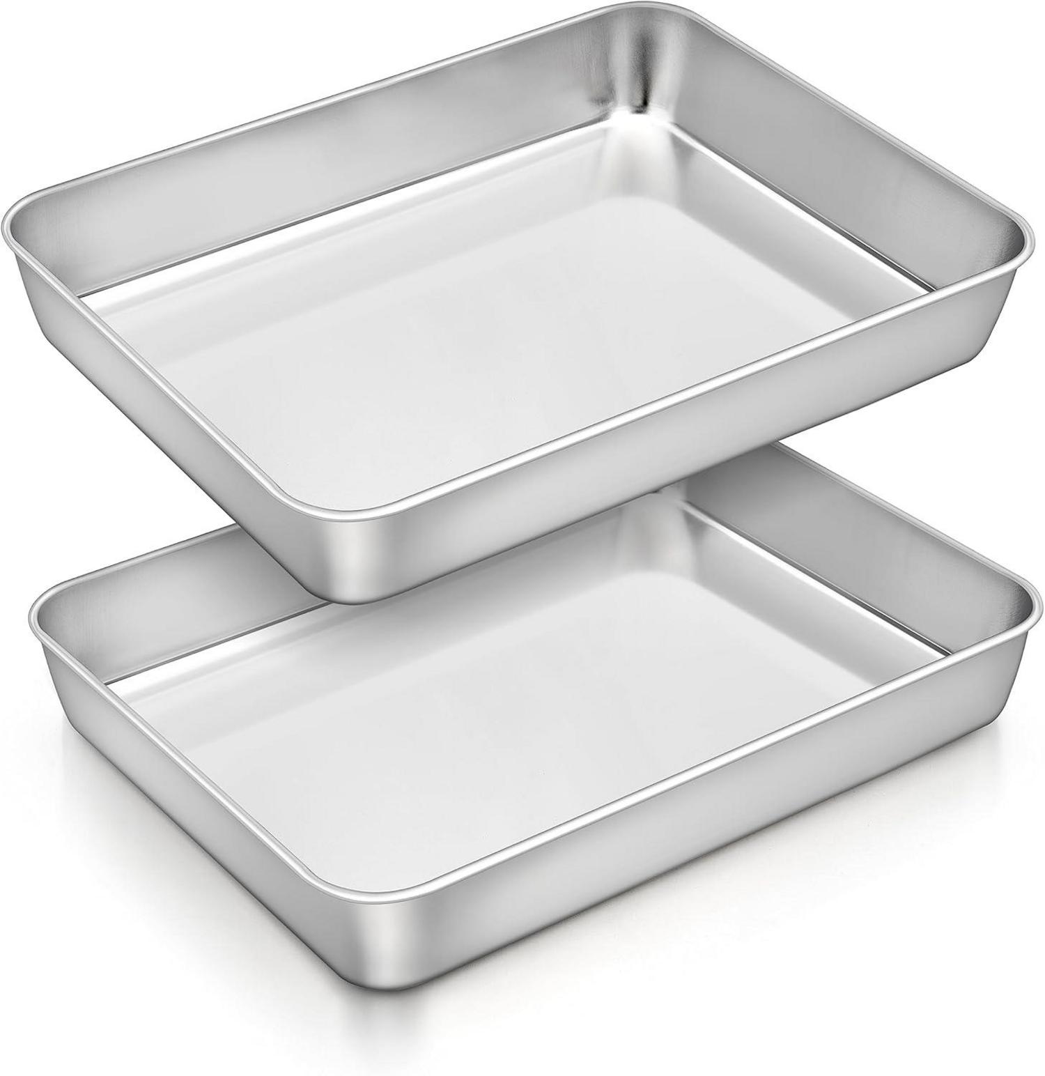 Homikit Edelstahl Backblech Set 26,5*20,5*4,7cm 2er Pack