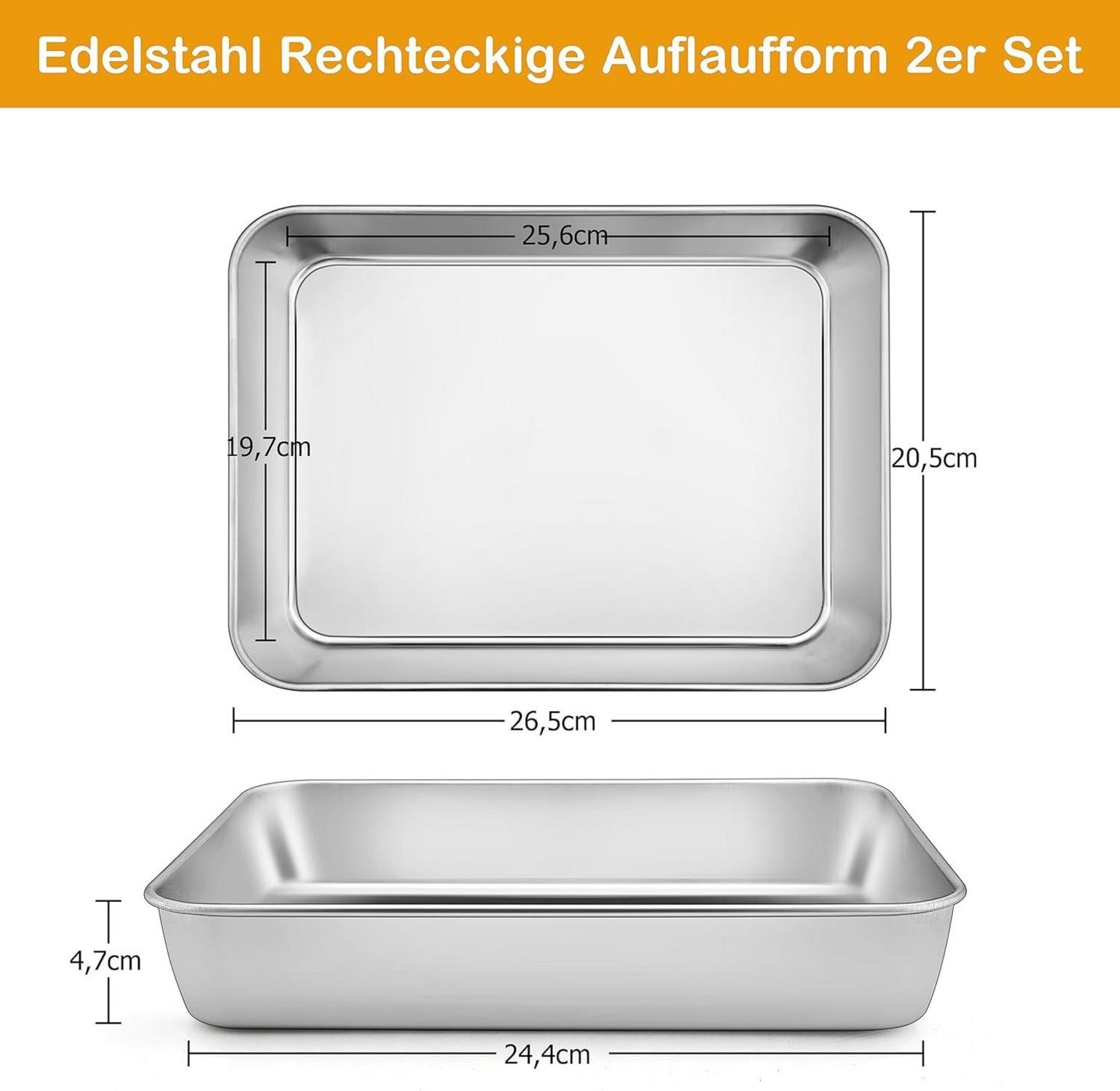 Homikit Edelstahl Backblech Set 26,5*20,5*4,7cm, 2er Pack