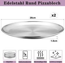 Pizzablech Edelstahl 26cm Rund 2er Set - Ideal für Pizza