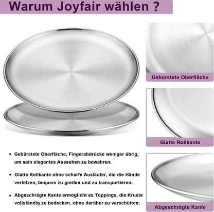 Pizzablech Edelstahl 26cm 2er Set Backblech Backen Servieren