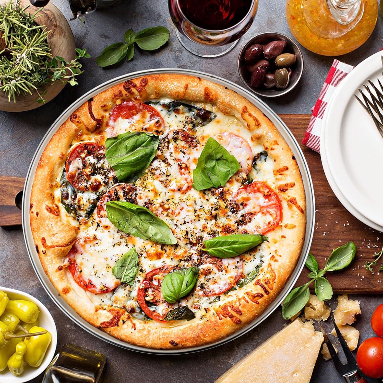 Pizzablech 26cm Edelstahl Pizza Backblech Rund 2er Setjoyfair