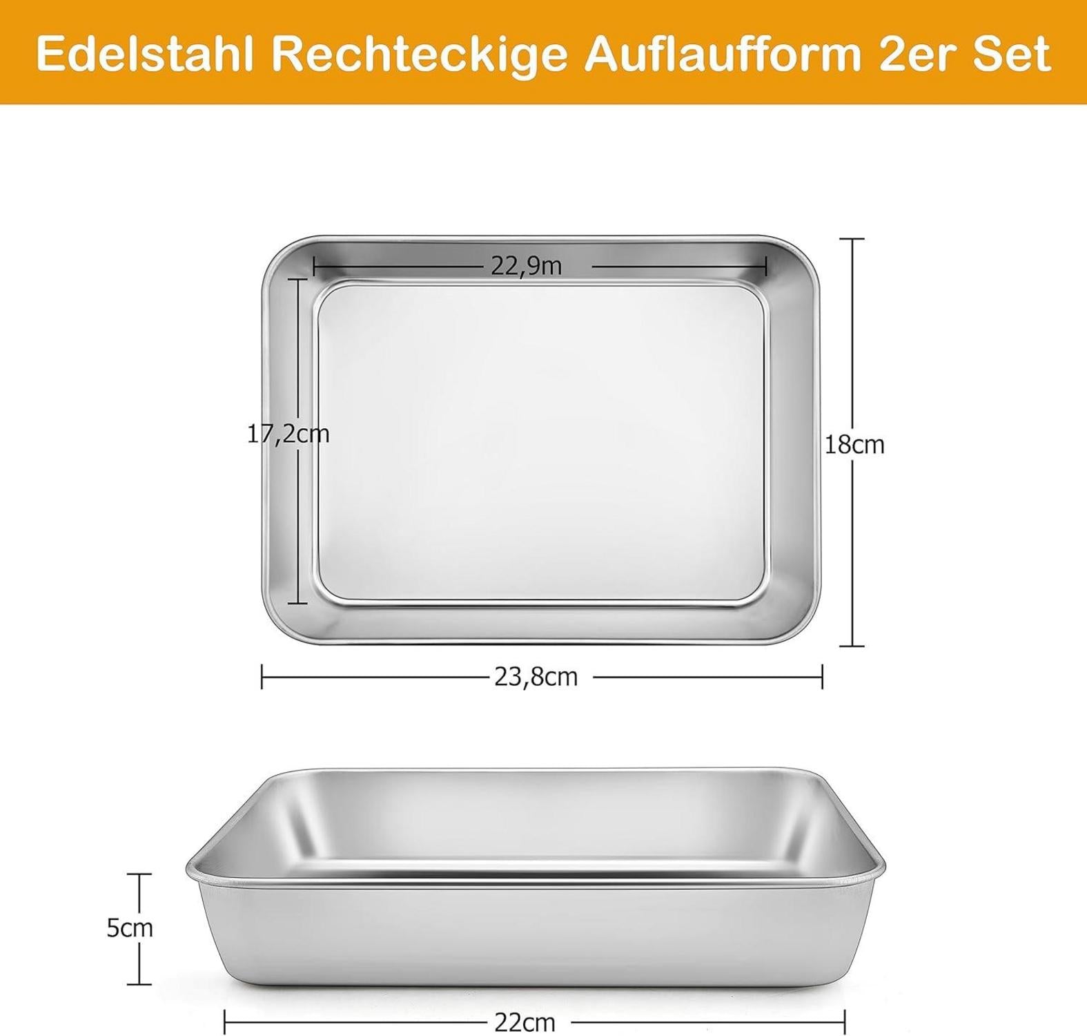 Homikit Edelstahl Backblech Set 2er, Rechteckig Klein 23,8