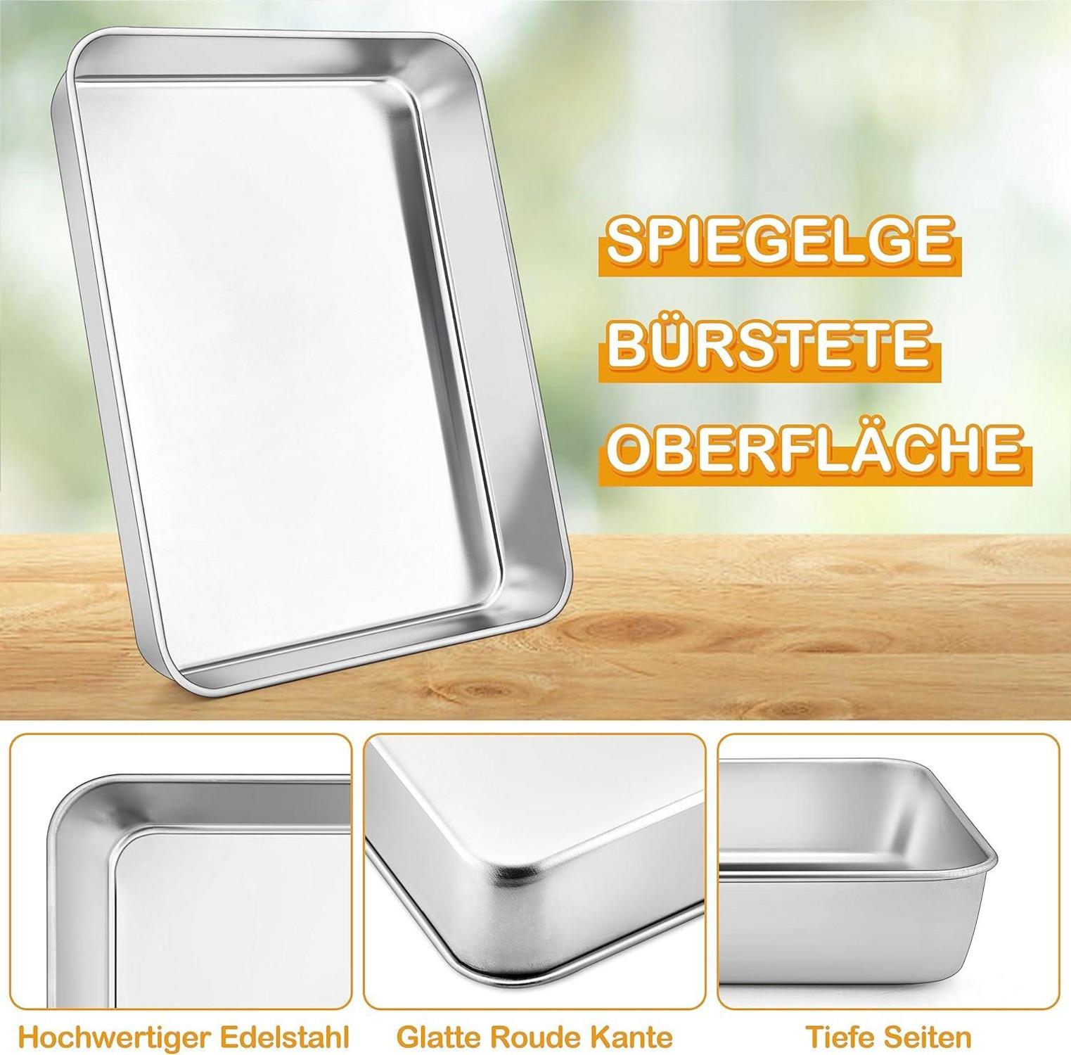 Homikit Edelstahl Backblech Set Rechteckig 2er 23,8 * 18 * 5 cm