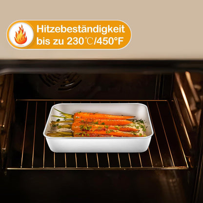Homikit Edelstahl Backblech Set 2er, Rechteckig Klein 23,8 * 18 * 5 cm