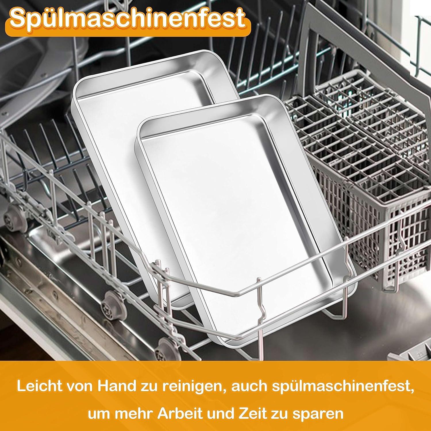 Homikit Edelstahl Backblech 2er Set 23,8x18x5cm für Backen Braten