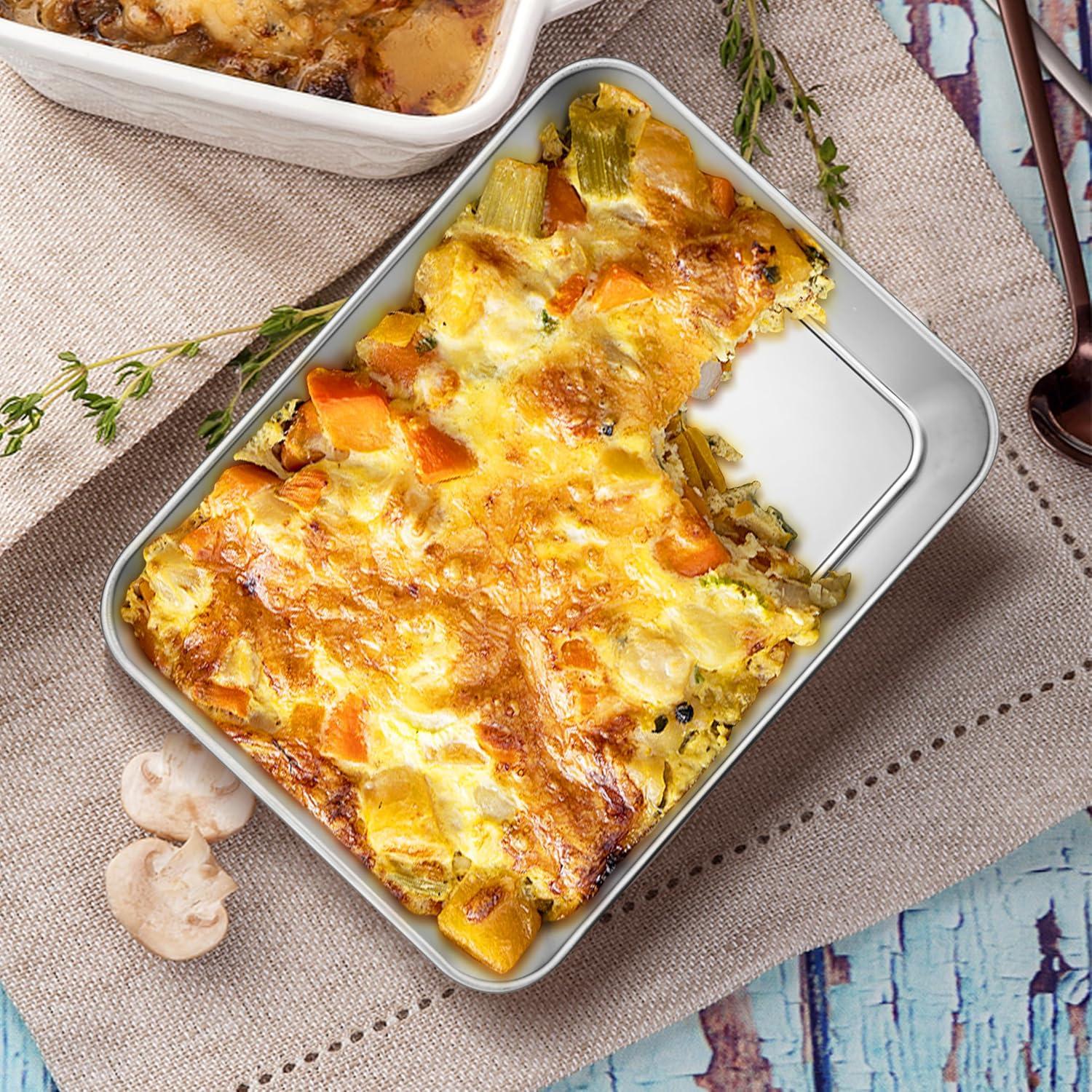 Homikit Edelstahl Backblech 2er Set 23,8x18x5cm für Backen Braten