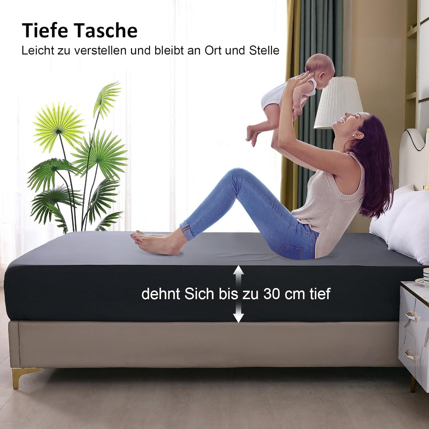 Ohano Wasserdichter Matratzenschoner Spannbettlaken 140x200cm - Dunkelgrau