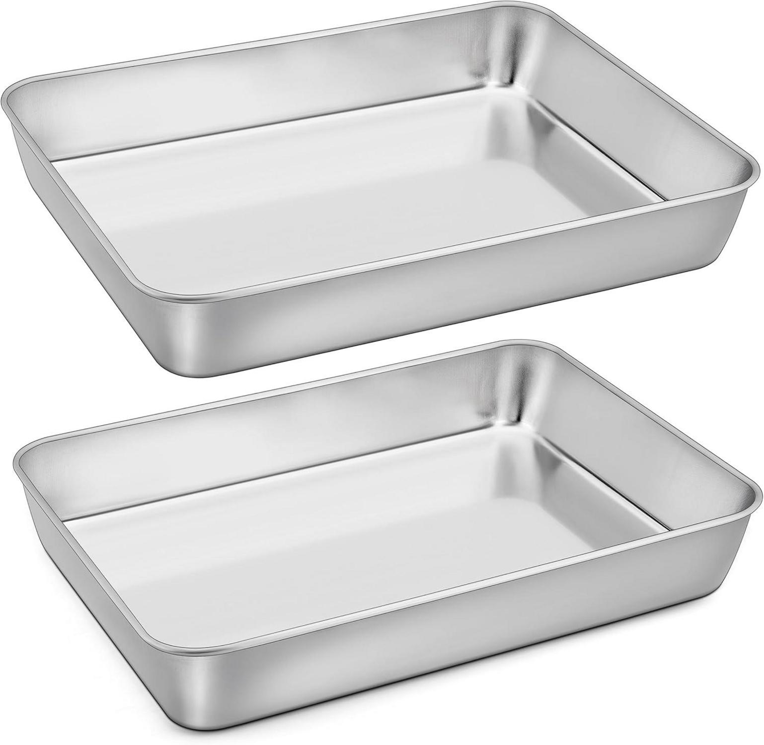 Homikit Edelstahl Backblech Set Rechteckig 2er Auflaufform