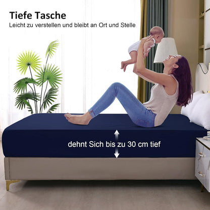 Wasserdichter Matratzenschoner Spannbettlaken 90x200cm Inkontinenzauflage dunkelblau
