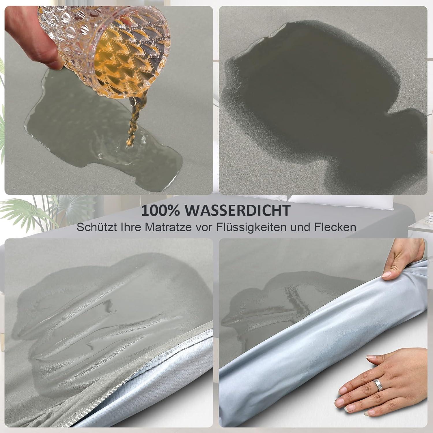 Wasserdichter Matratzenschoner 160x200cm Atmungsaktiv Grau