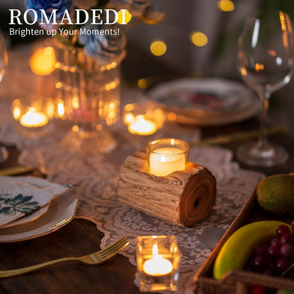 Rustikaler Teelichthalter Herbst Deko Holz Windlicht 11cm