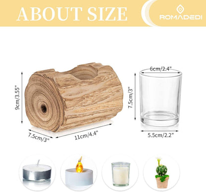 Rustikaler Teelichthalter Herbst Deko Holz Kerzenständer Windlicht