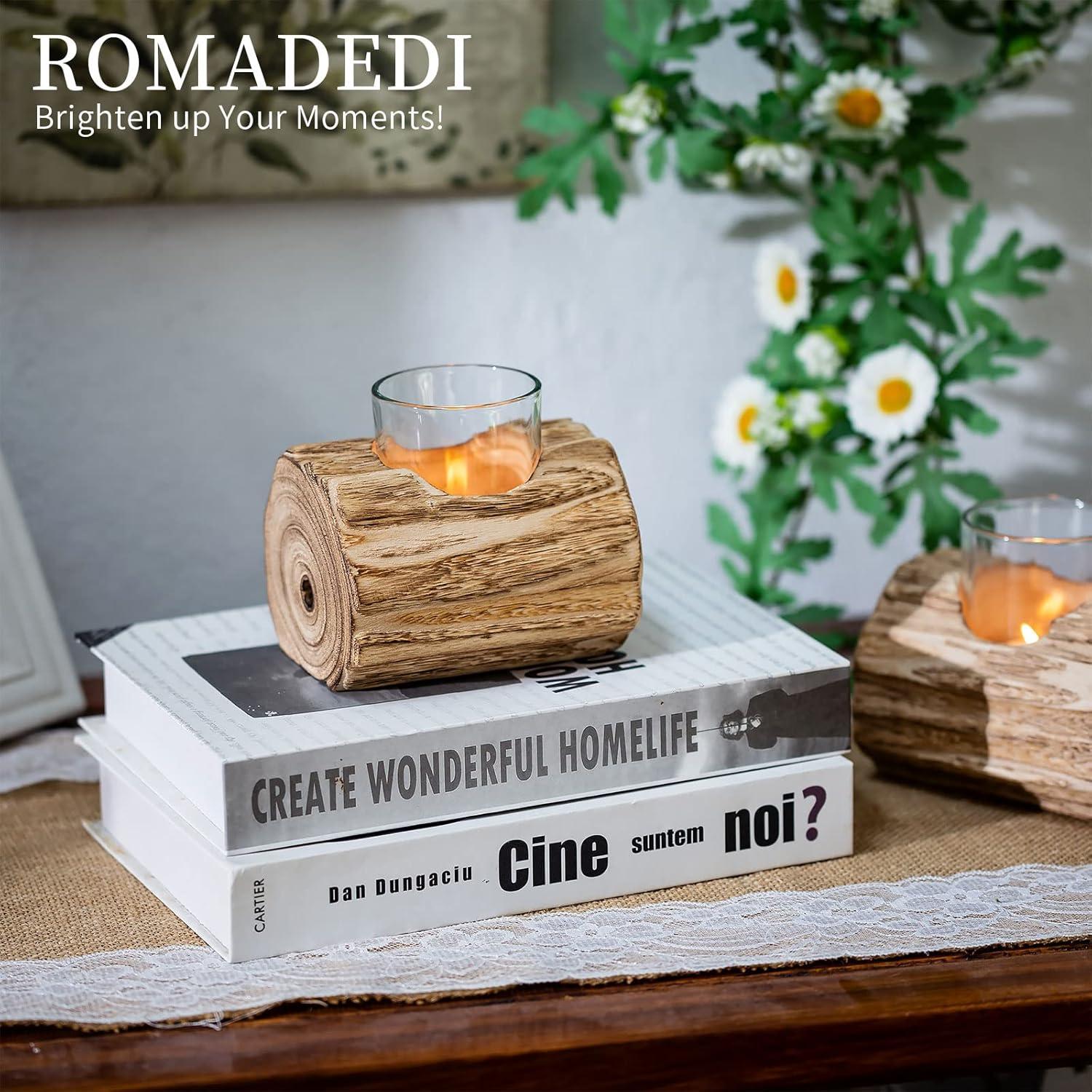 Herbst Teelichthalter Holz Kerzenständer Windlicht Dekoration Boho 11cm