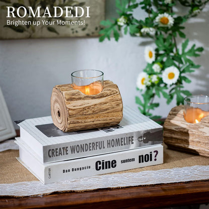 Herbst Teelichthalter Holz Kerzenständer Windlicht Dekoration Boho 11cm