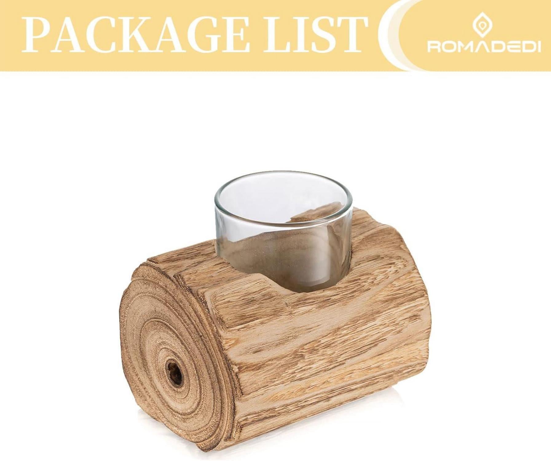 Herbst Teelichthalter Holz Kerzenständer Windlicht Dekoration Boho 11cm