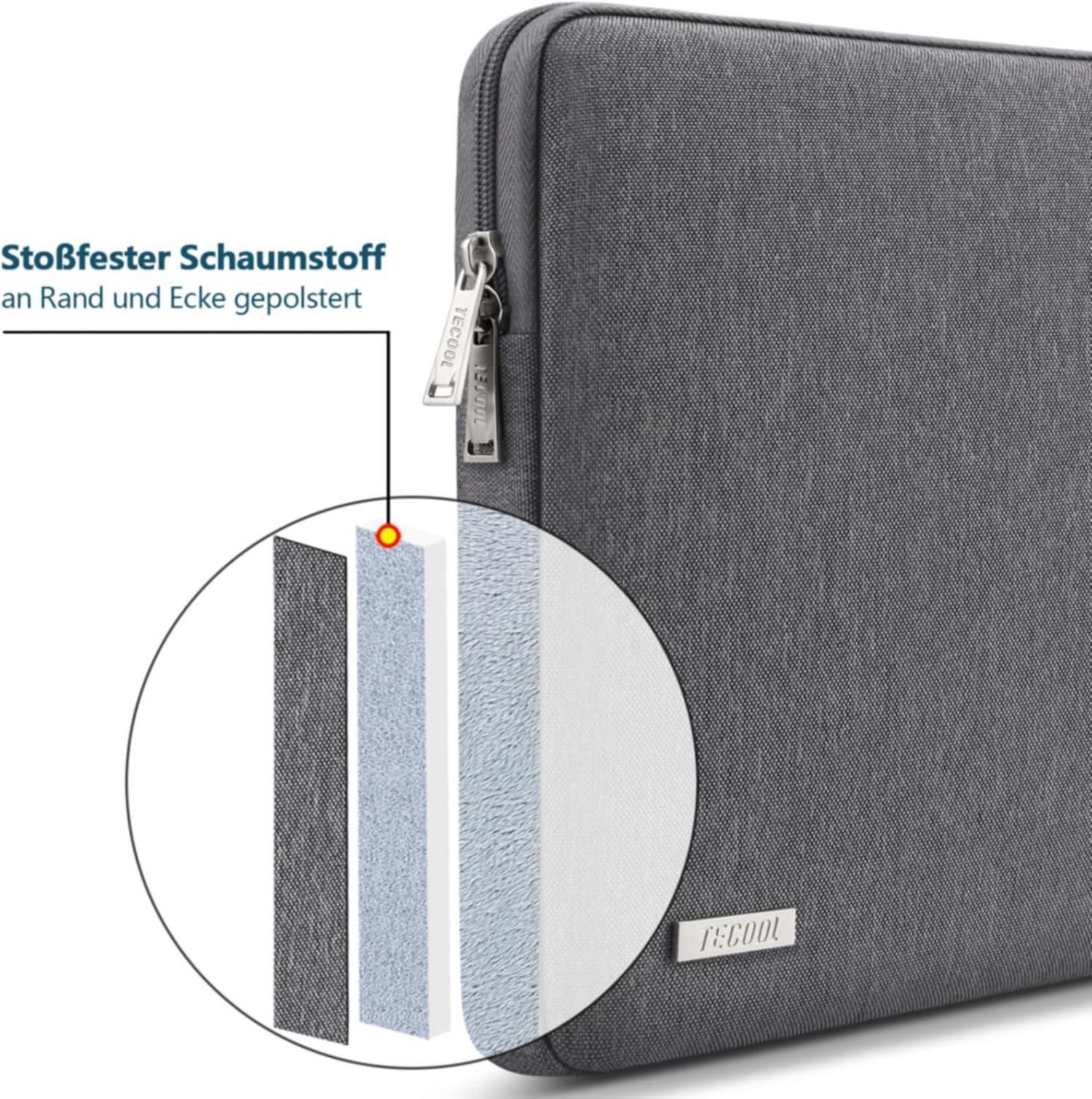 TECOOL Laptoptasche 16 Zoll MacBook Pro Dell HP Asus Wasserdicht Dunkelgrau