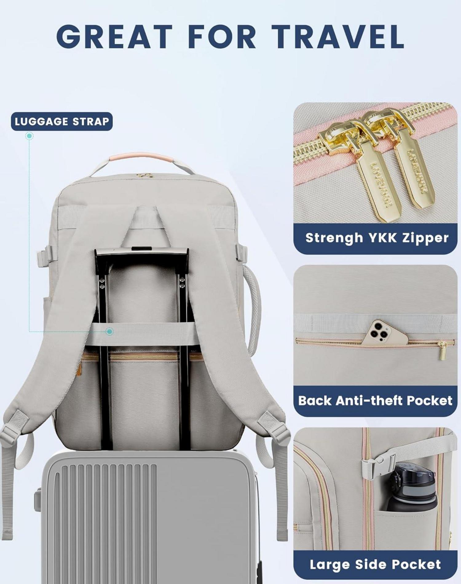 Handgepäck Rucksack Flugzeug 40L Reiserucksack Damen Wasserdicht 17