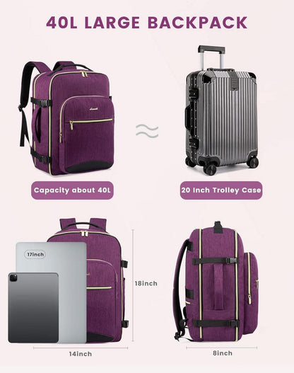 Handgepäck Rucksack 40L Groß Reiserucksack Damen Kofferrucksack