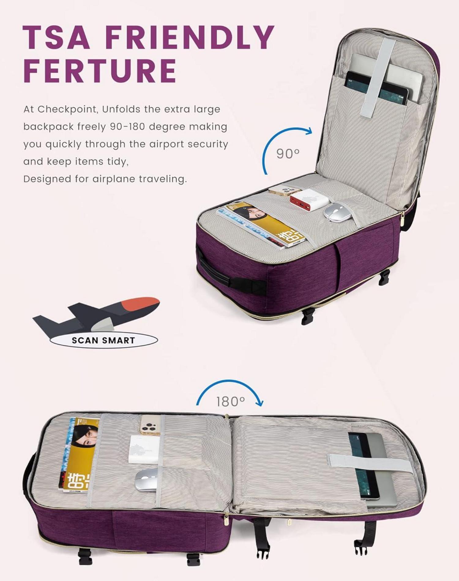 LOVEVOOK Handgepäck Rucksack 40L Reiserucksack Damen 17 Zoll Laptop Wasserdicht