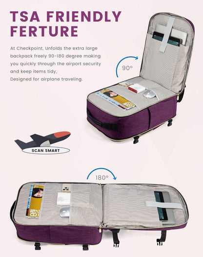 LOVEVOOK Handgepäck Rucksack 40L Reiserucksack Damen 17 Zoll Laptop Wasserdicht