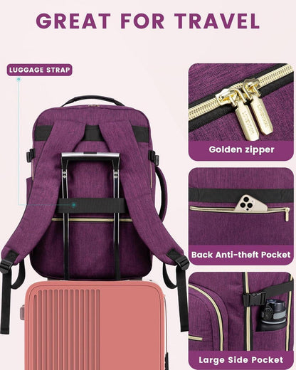Handgepäck Rucksack 40L Reiserucksack Damen 17 Zoll Laptop Wasserdicht