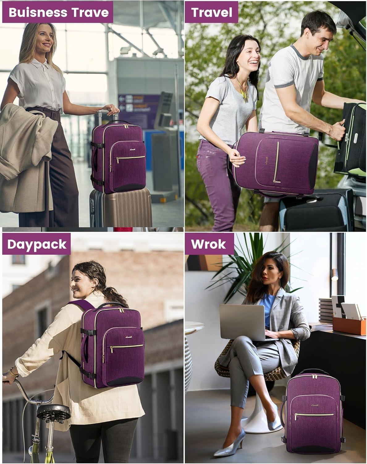 LOVEVOOK Handgepäck Rucksack 40L Reiserucksack Damen 17 Zoll Laptop Wasserdicht