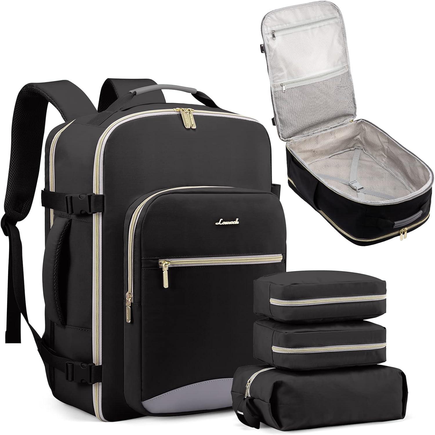 Travel Backpack Handgepäck 40L für Damen Schwarz+grau