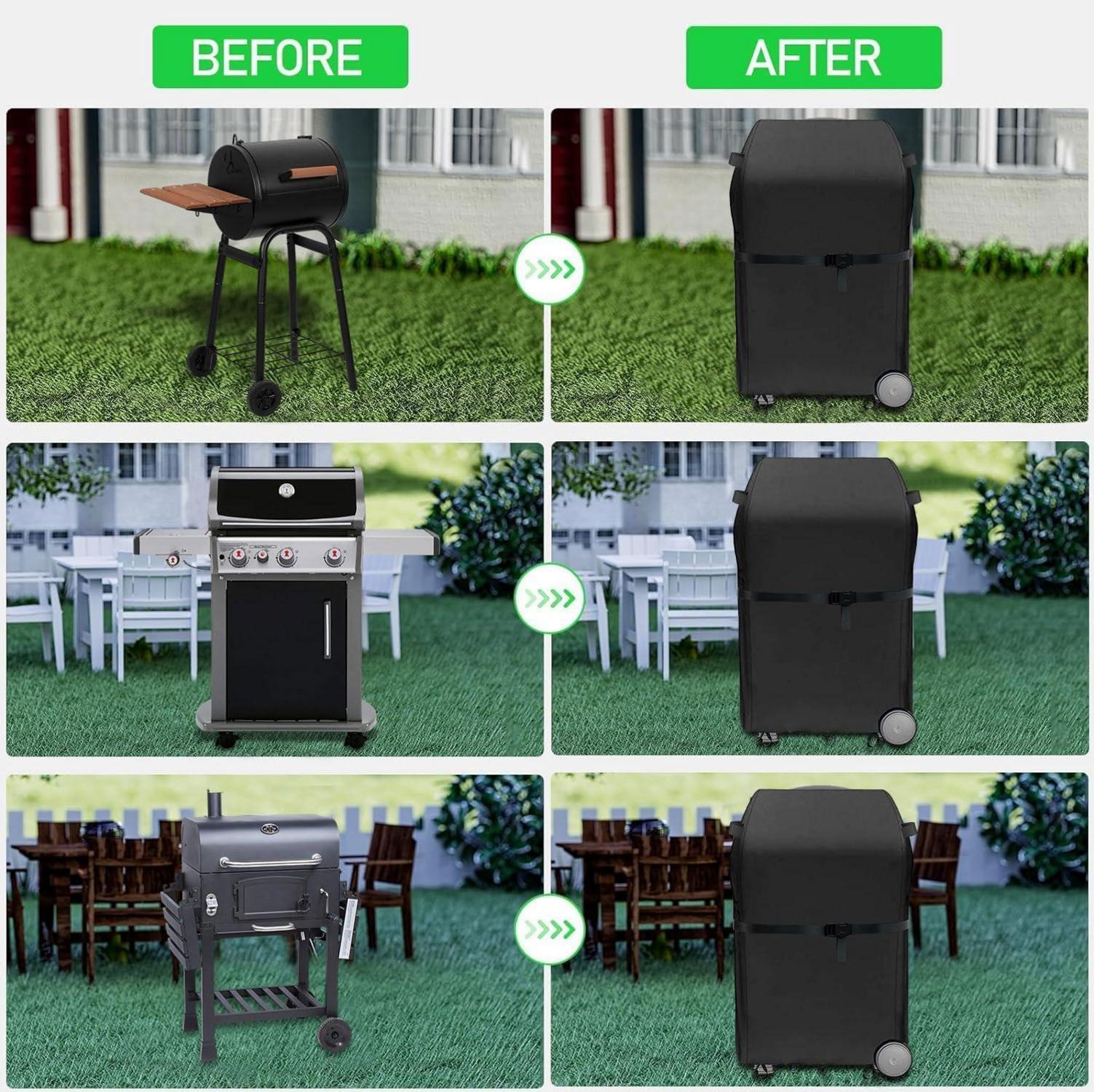 Grillabdeckung 600D Oxford-Stoff Abdeckung Schwarz Wetterfest für Gasgrill