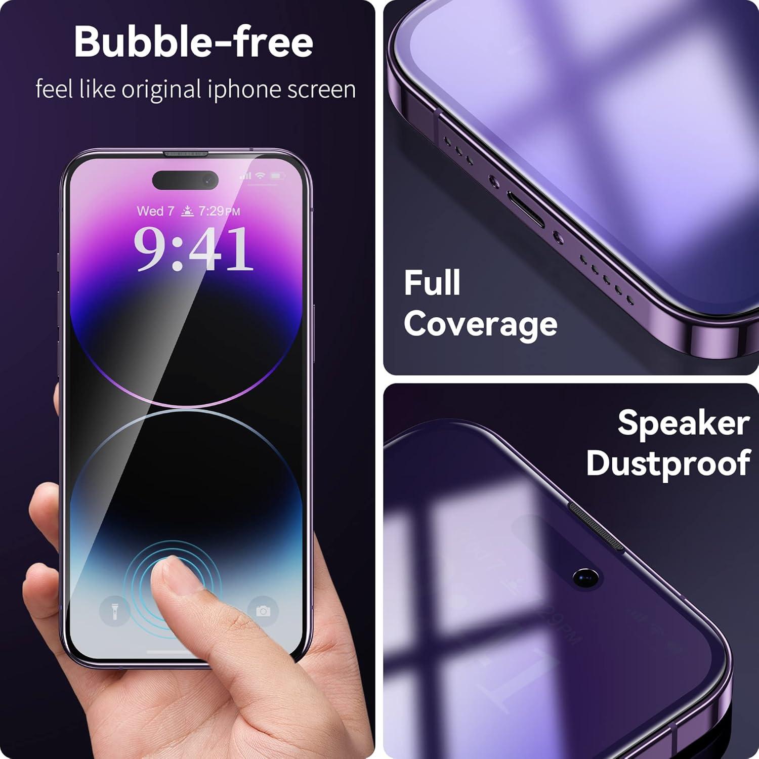 Sichtschutz Schutzfolie für iPhone 14 Pro Max Anti Blaulicht