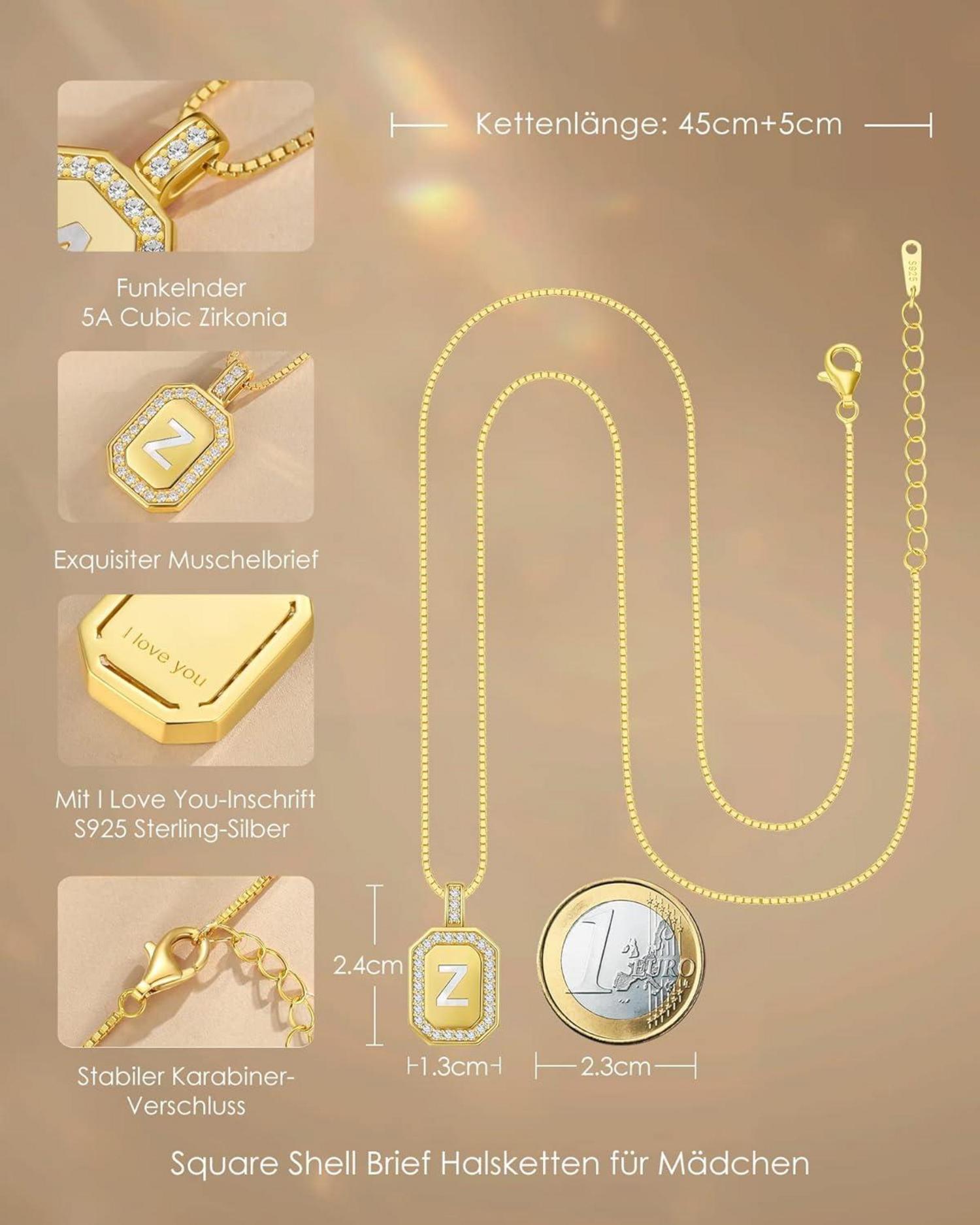 Initial Alphabet Kette 925 Sterling Silber 18K Vergoldet Halskette für Frauen