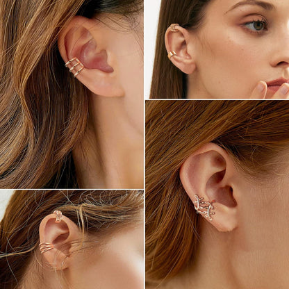 22Pcs Ear Cuff Set Damen Ohrringe Ohrclips Gold Silber Schwarz