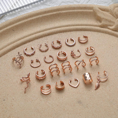 22Pcs Ear Cuff Set Ohrclips Damen Einstellbar Ohrschmuck Gold Silber