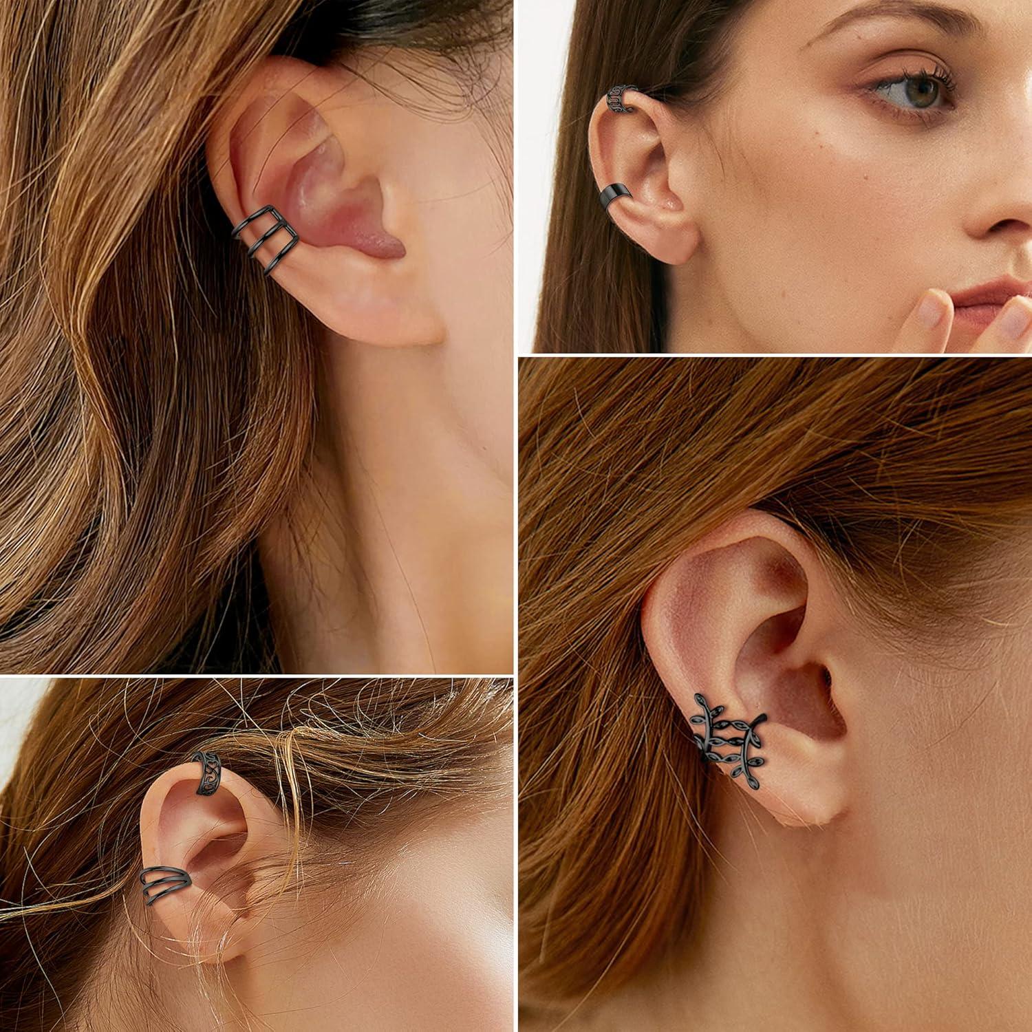 JeweBella Ear Cuff Set Damen Ohrclips Ohne Ohrlöcher Ohrmanschette Fake Piercing 22 Stück