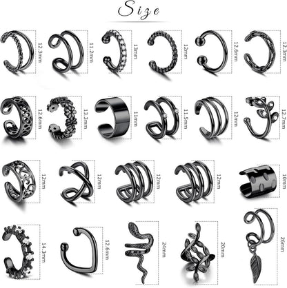 22Pcs Damen Ear Cuff Set Ohrclips Ohrlöcher Knorpel Ohrringe