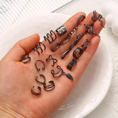Damen Ear Cuff Set Einstellbar Ohrclips Ohne Ohrlöcher - Gold Silber Roségold