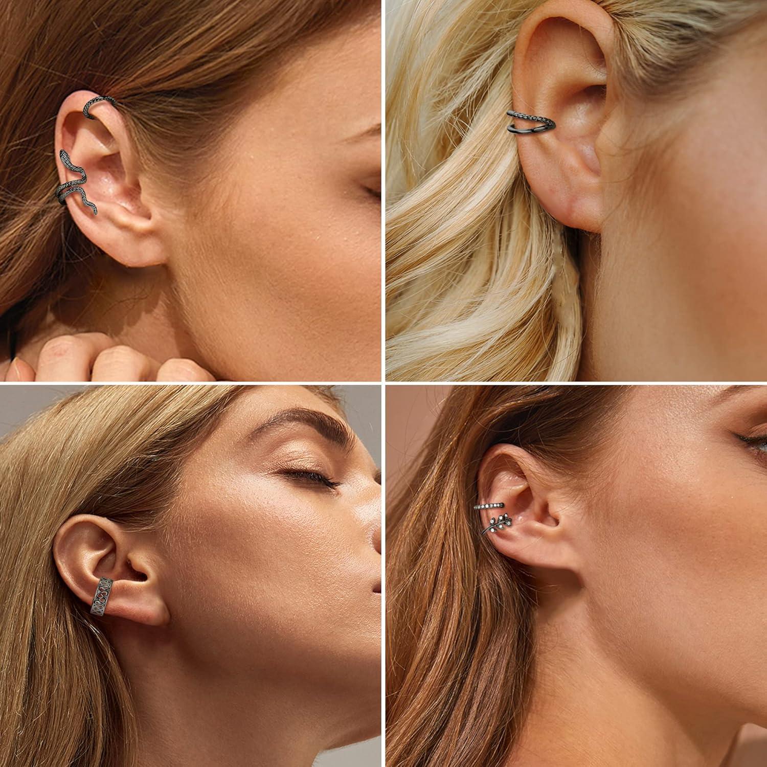 JeweBella Ear Cuff Set Damen Ohrclips Ohne Ohrlöcher Ohrmanschette Fake Piercing 22 Stück