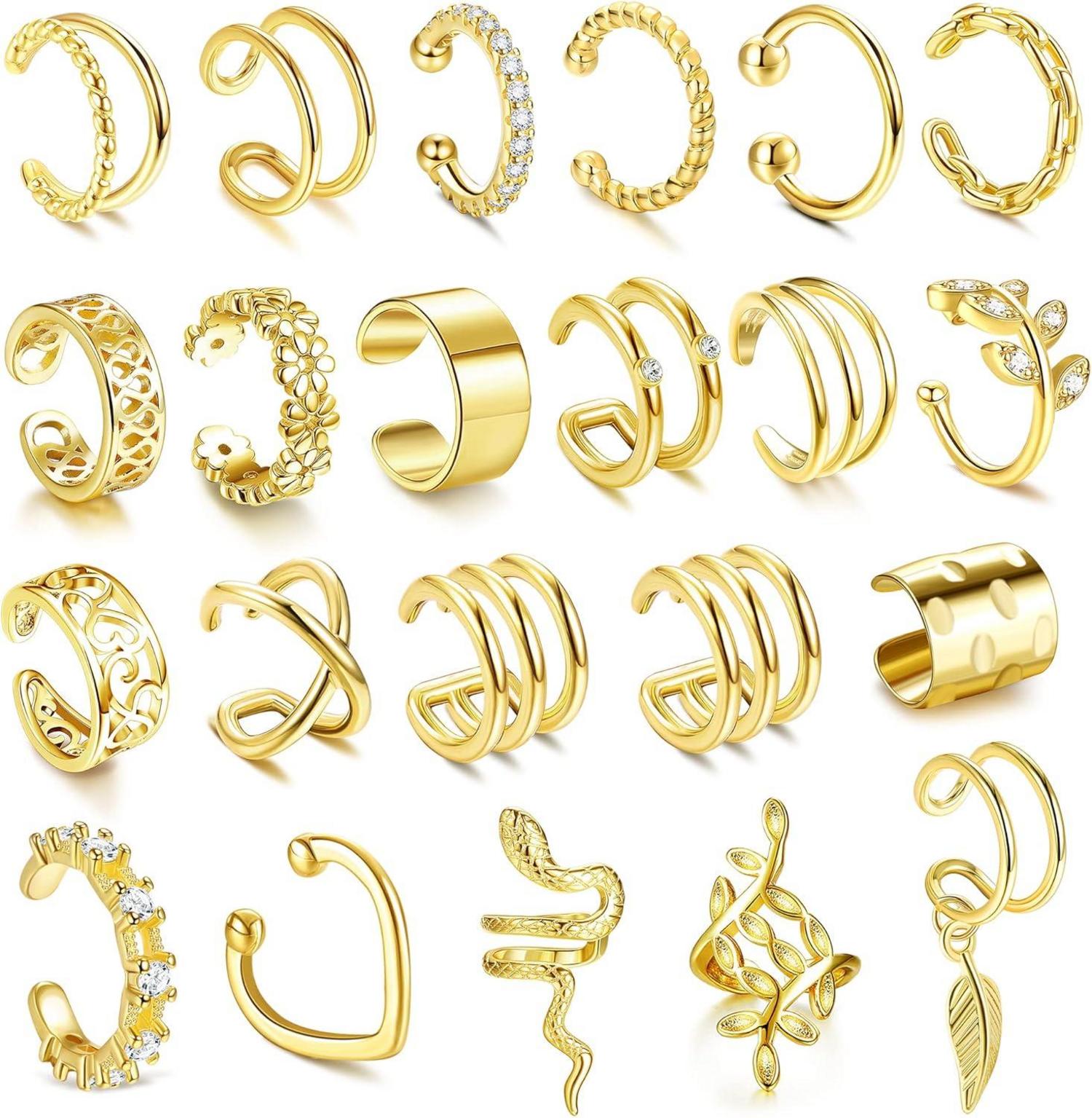 22-teiliges Einstellbares Ear Cuff Set Ohne Ohrlöcher