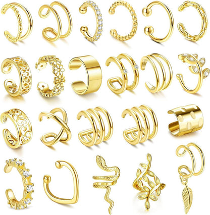 22-teiliges Einstellbares Ear Cuff Set Ohne Ohrlöcher