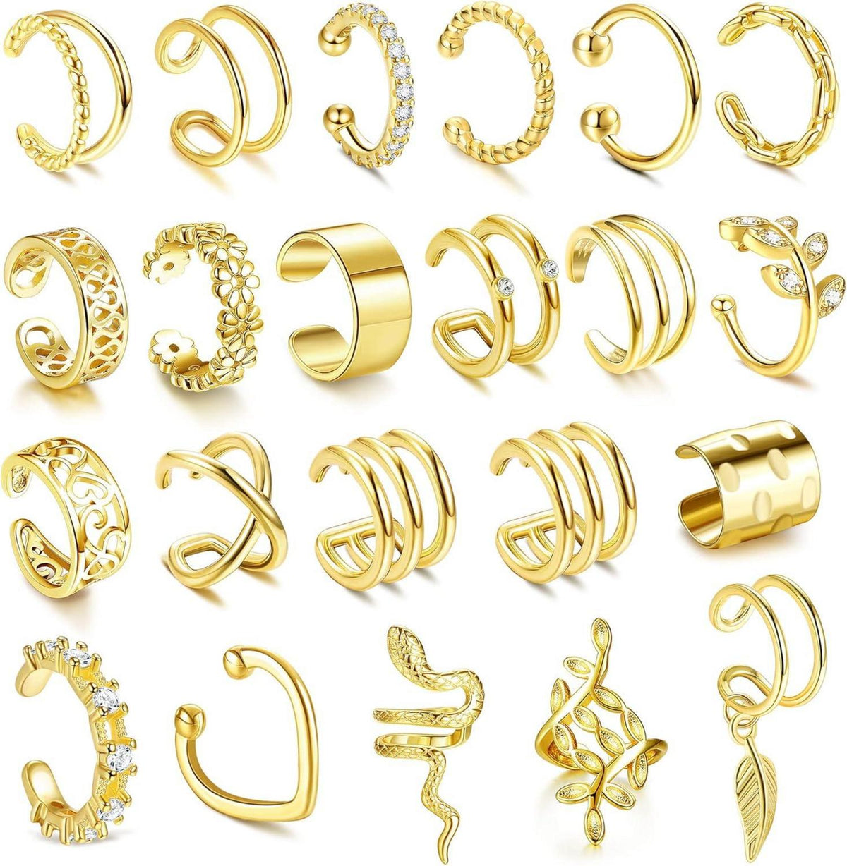 22-teiliges Einstellbares Ear Cuff Set Ohne Ohrlöcher