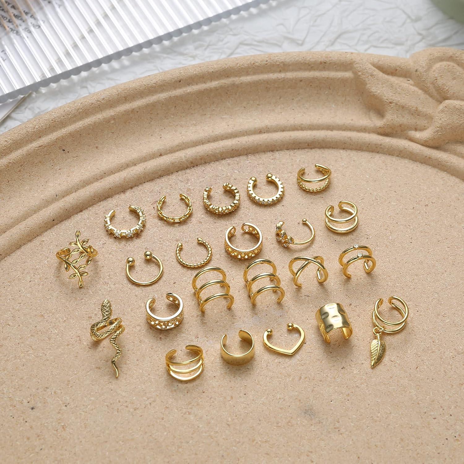 22 Stücke Ohrclips Set Damen Einstellbar Ohne Ohrlöcher Gold Silber Rosegold