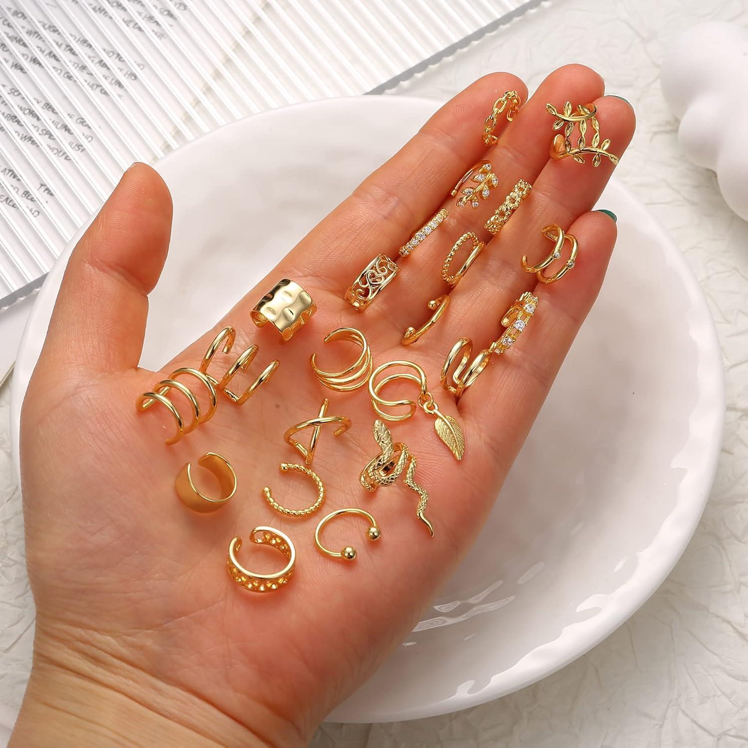 22 Stücke Ohrclips Set Damen Einstellbar Ohne Ohrlöcher Gold Silber Rosegold