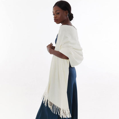 Festlicher Schal Stola Damen Winter Ivory Pashmina