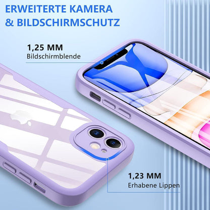 iPhone 11 Hülle mit Displayschutz, 360° Schutz, Helles Lila